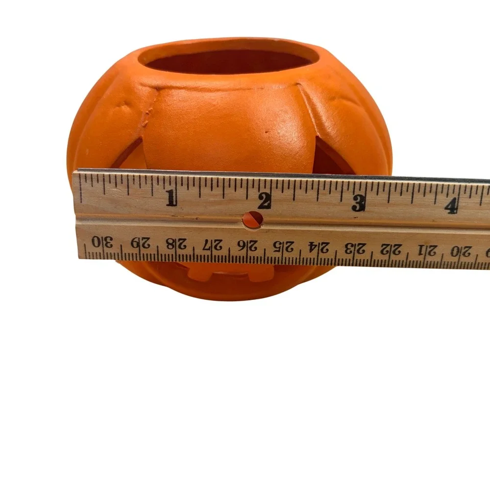 VTG 1989 Witch Time Halloween Pumpkin Candle Ceramic Votive Jack O Lantern NIB